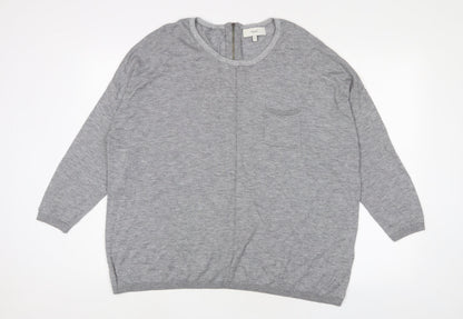 Next Womens Grey Crew Neck Wool Pullover Jumper Size 16