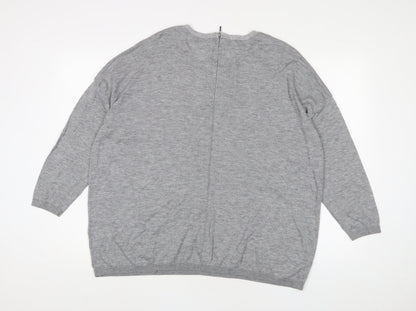 Next Womens Grey Crew Neck Wool Pullover Jumper Size 16