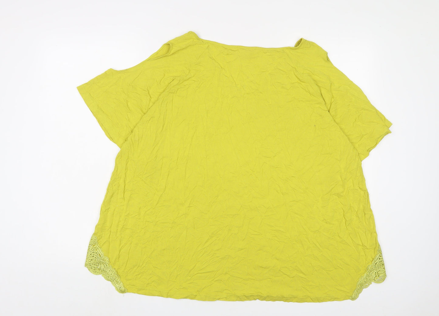 Together Womens Yellow Viscose Basic T-Shirt Size 3XL V-Neck - Cropped