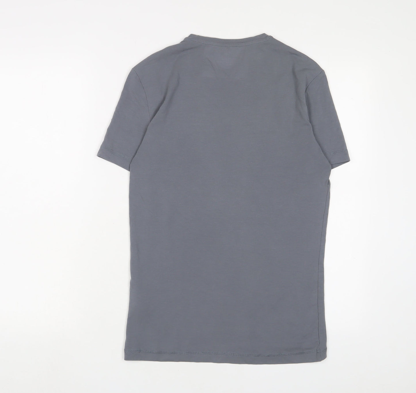 H&M Mens Grey Cotton T-Shirt Size S Crew Neck - Sawdust is man glitter