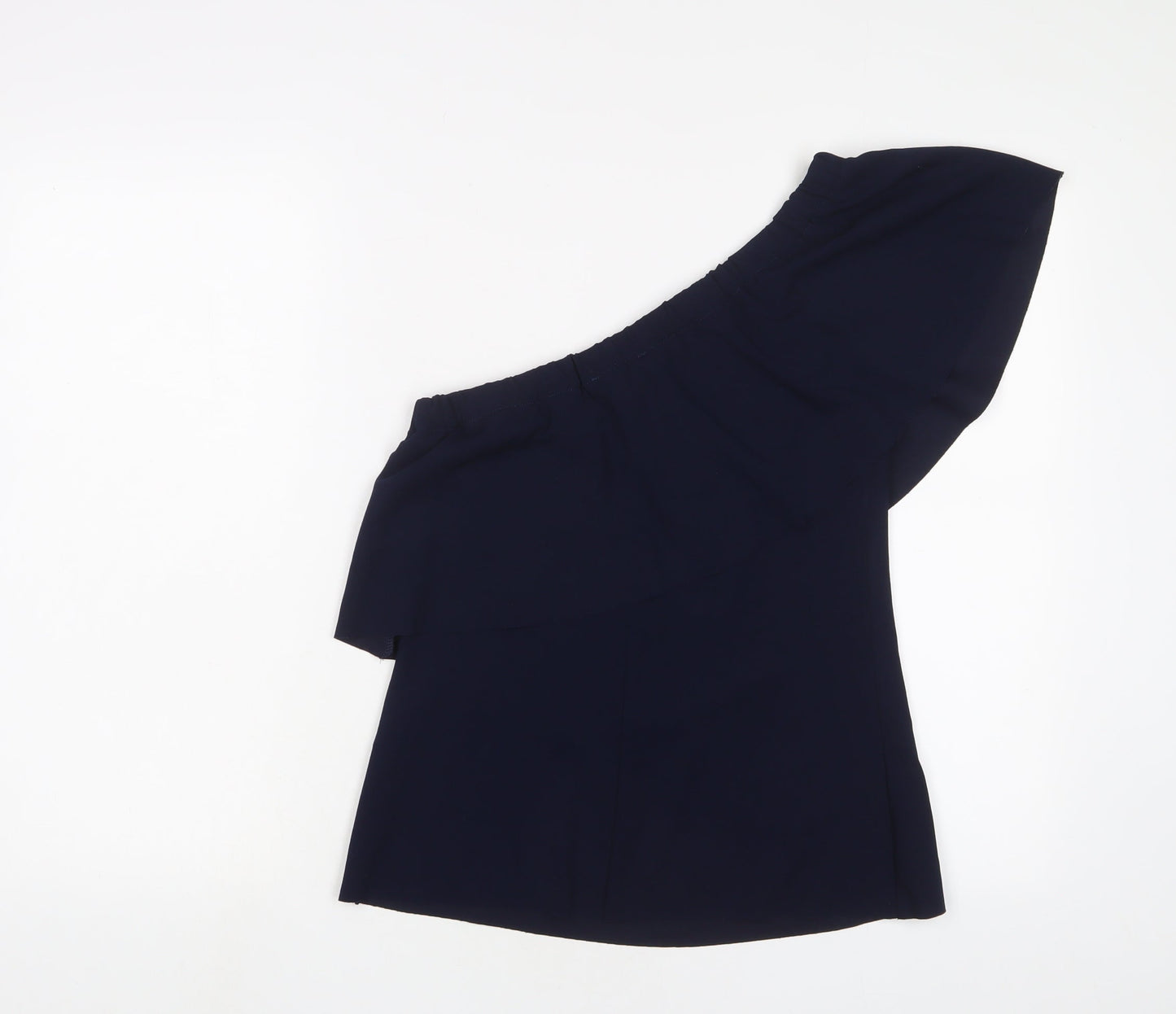 Warehouse Womens Blue Polyester Basic Blouse Size 10 One Shoulder