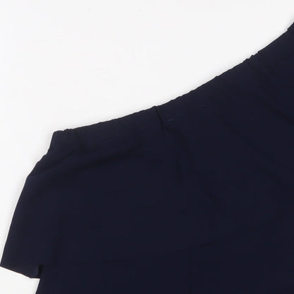 Warehouse Womens Blue Polyester Basic Blouse Size 10 One Shoulder