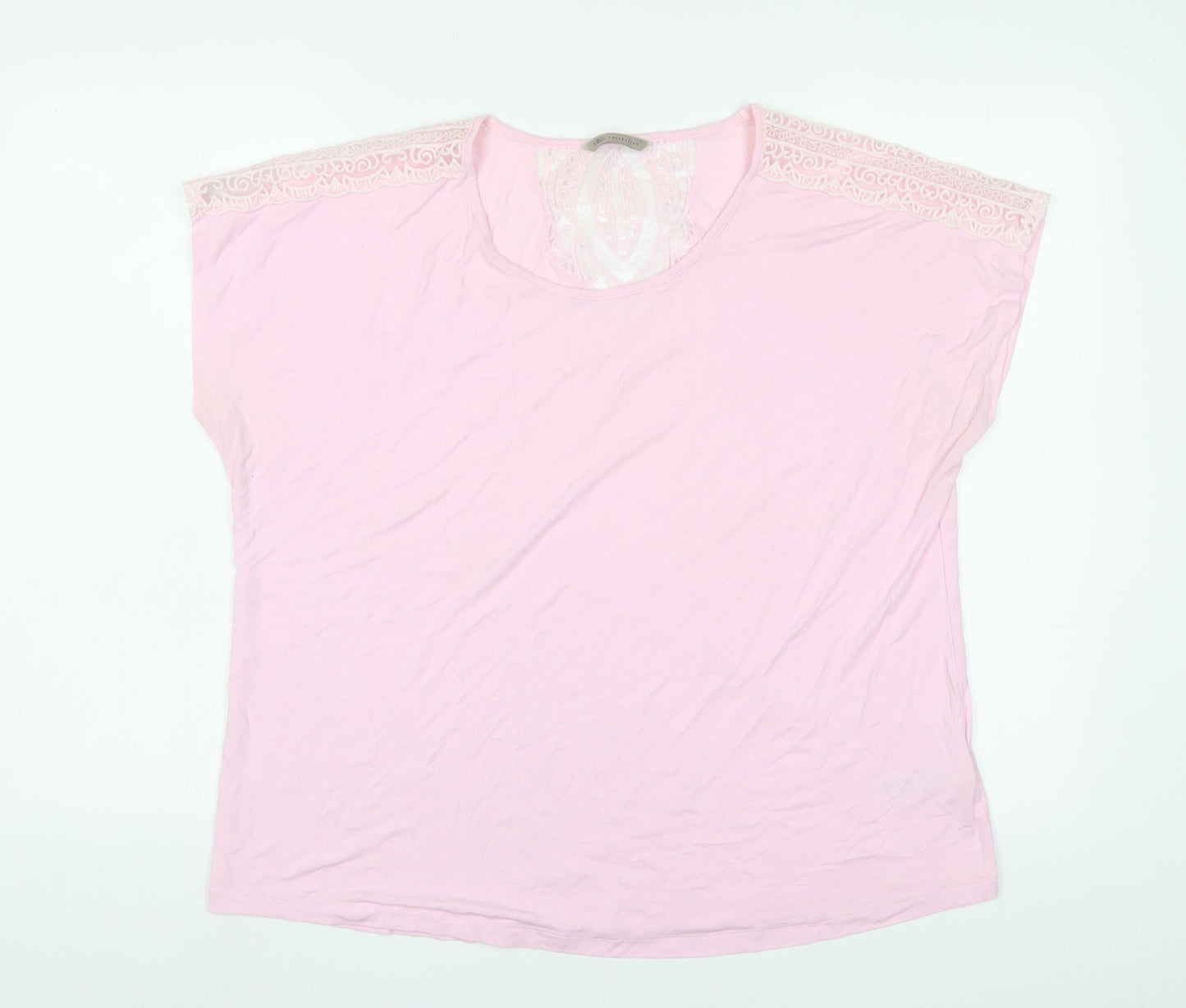 Marks and Spencer Womens Pink Viscose Basic T-Shirt Size 18 Scoop Neck