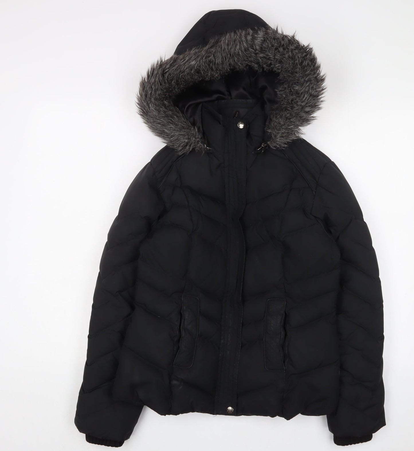 Per Una Womens Black Parka Coat Size S Zip