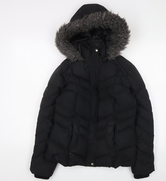 Per Una Womens Black Parka Coat Size S Zip