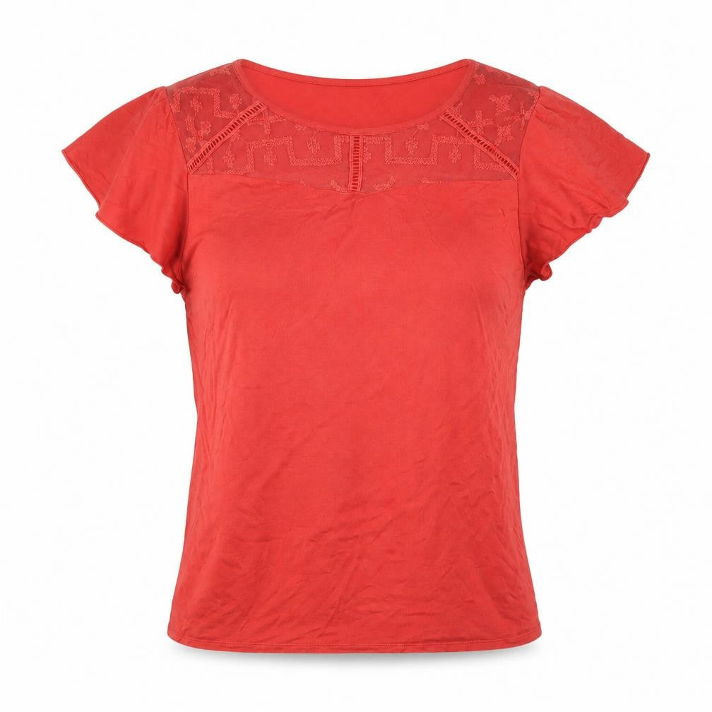 Klass Womens Orange Viscose Basic T-Shirt Size XL Boat Neck