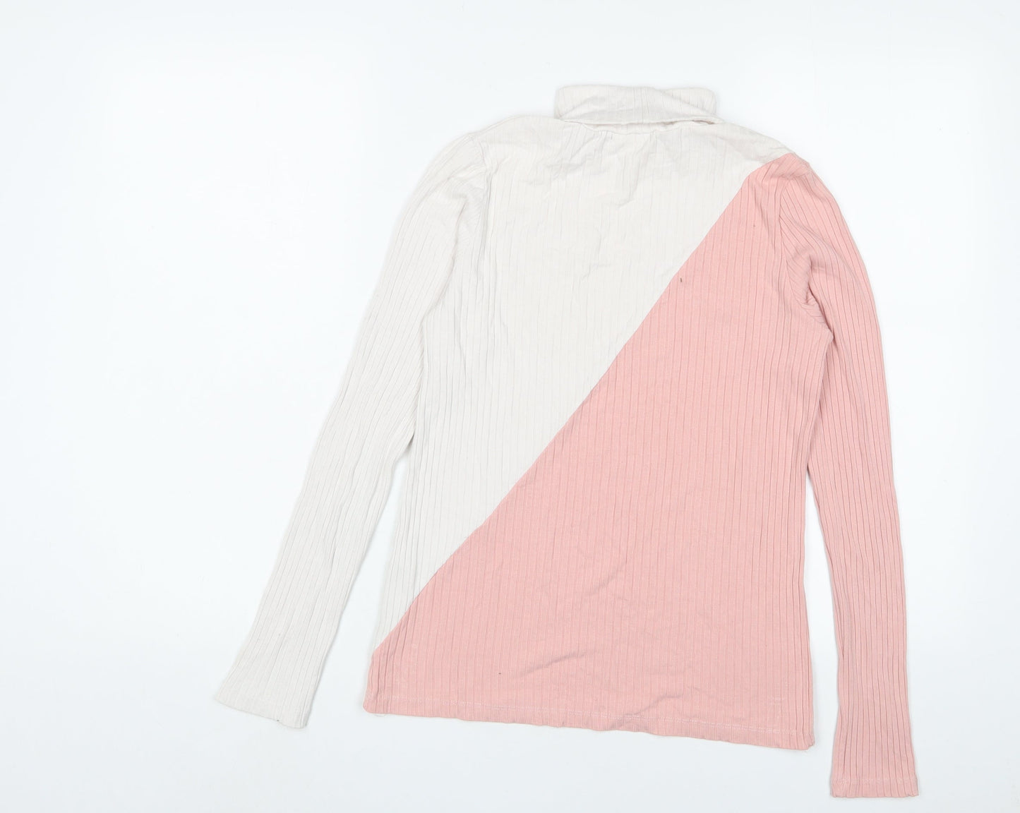Select Womens Pink Viscose Basic T-Shirt Size 14 Roll Neck