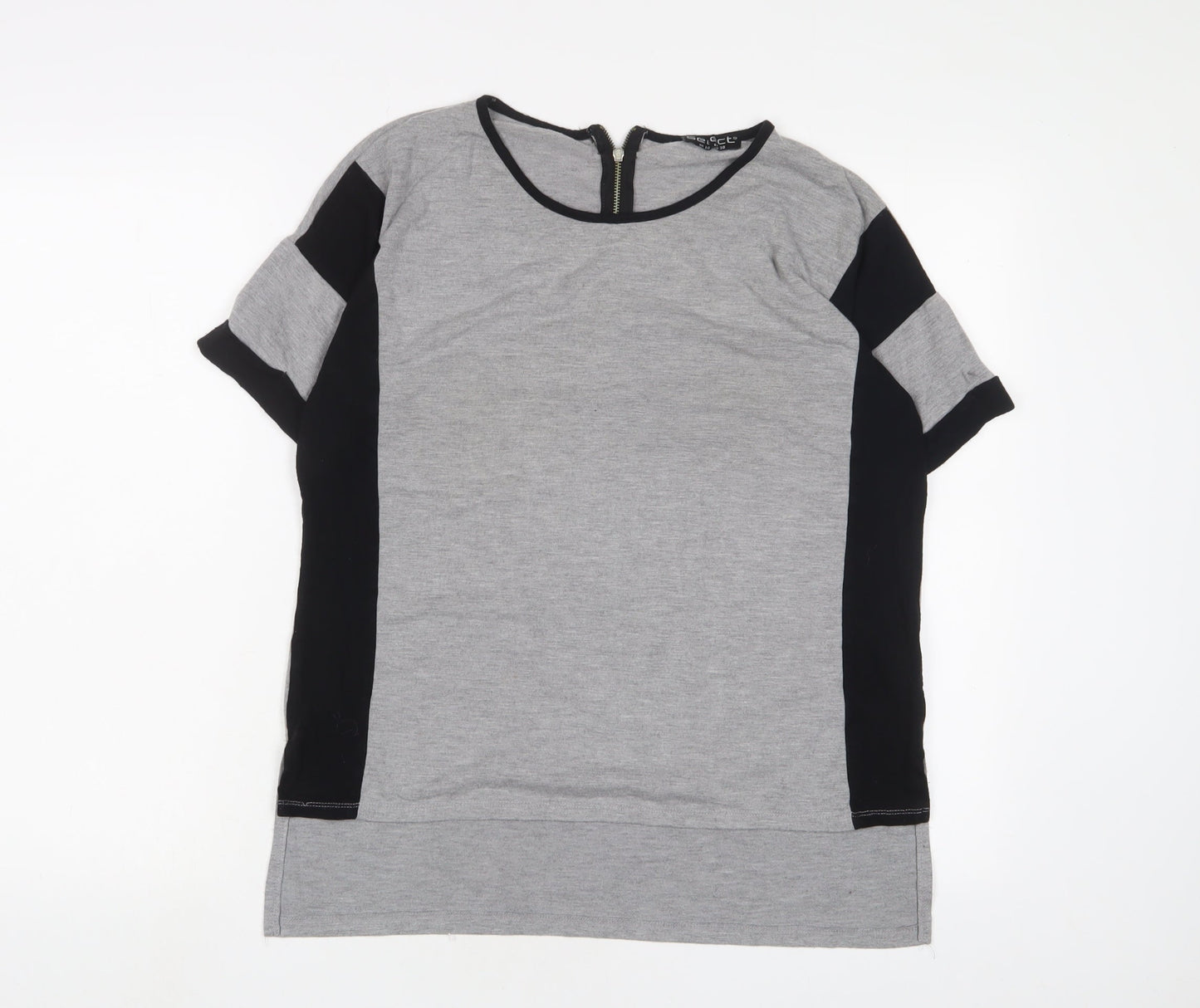 Select Womens Grey Polyester Basic T-Shirt Size 10 Crew Neck