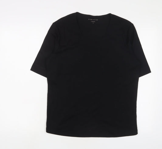 Viz a viz Womens Black Cotton Basic T-Shirt Size 16 Square Neck