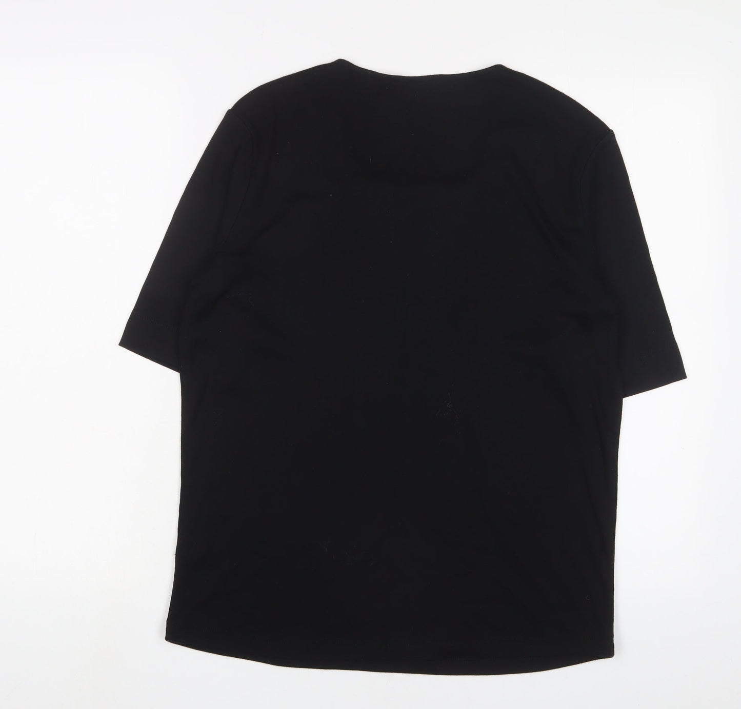 Viz a viz Womens Black Cotton Basic T-Shirt Size 16 Square Neck