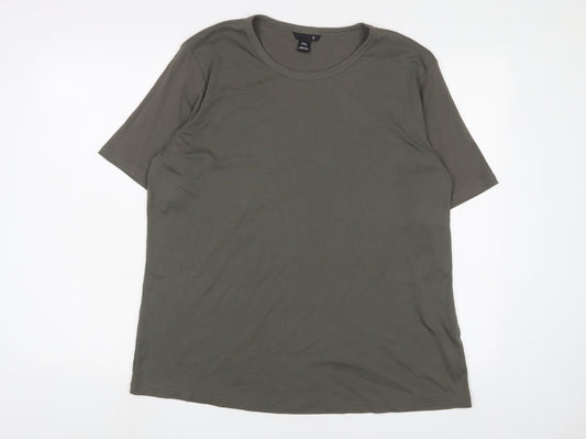 H&M Womens Green Cotton Basic T-Shirt Size 2XL Crew Neck