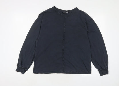 Additional front view of ASOS women’s blue cotton basic t-shirt, size UK 8, crew neck