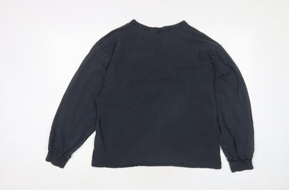 Back view of ASOS women’s blue cotton basic t-shirt, size UK 8, crew neck