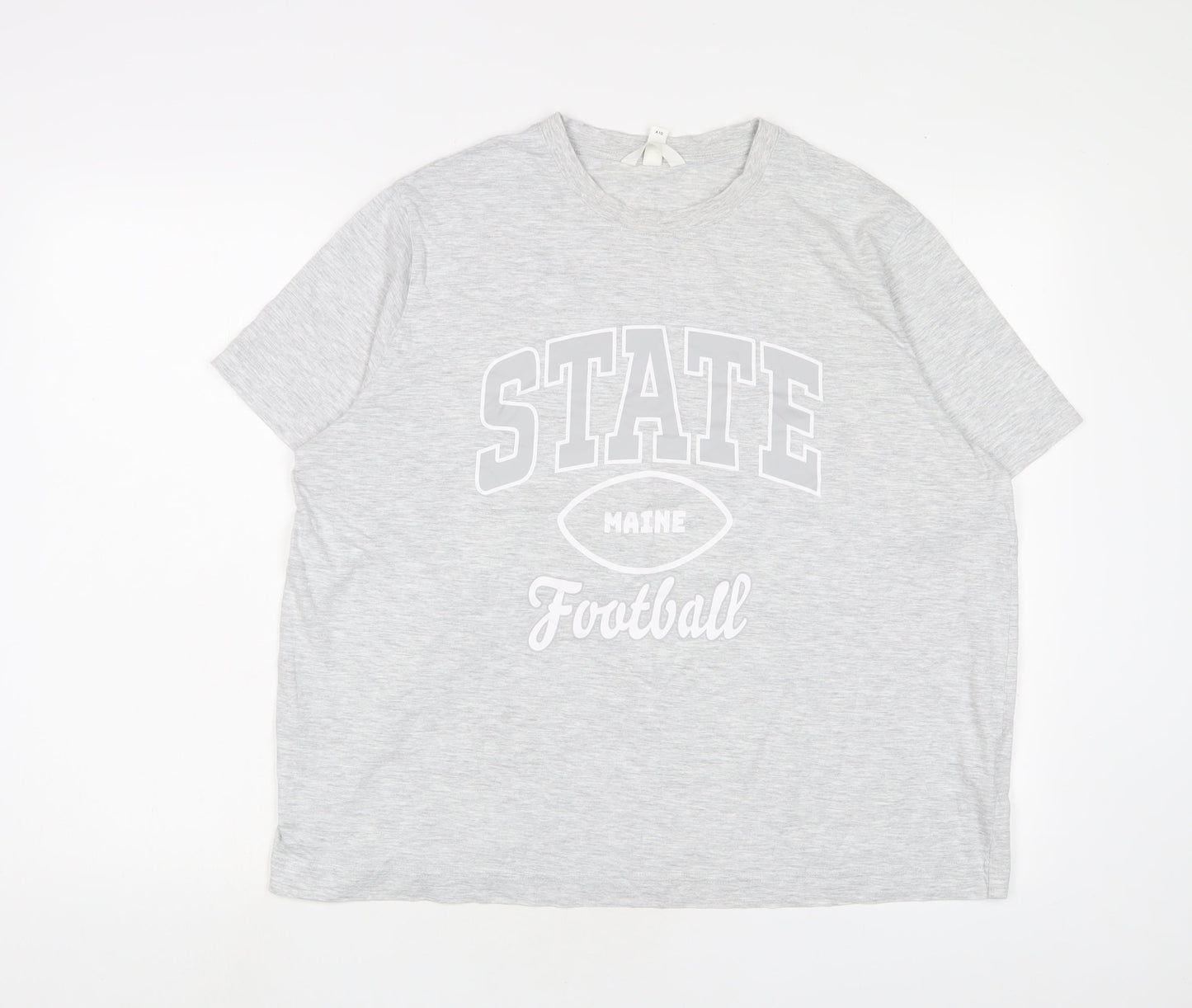 H&M Womens Grey Camel Basic T-Shirt Size L Crew Neck - State Maine Football