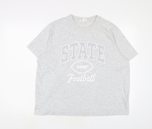 H&M Womens Grey Camel Basic T-Shirt Size L Crew Neck - State Maine Football