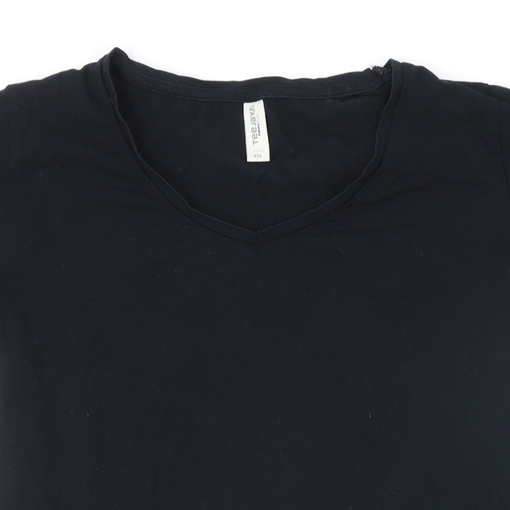 Teejays Womens Black Cotton Basic T-Shirt Size 2XL Sweetheart