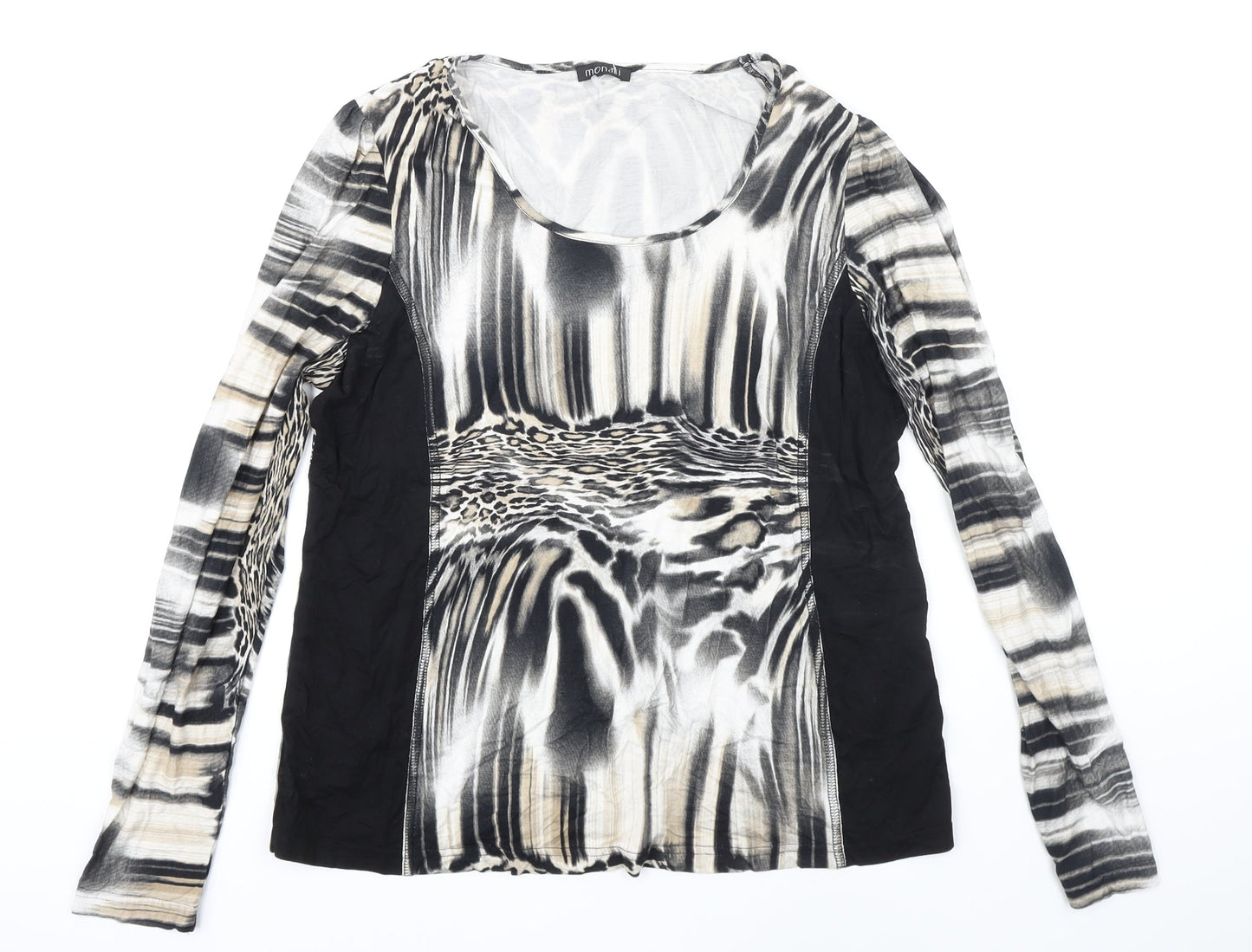 monari Womens Multicoloured Animal Print Trivinyl Tunic T-Shirt Size 20 Scoop Neck