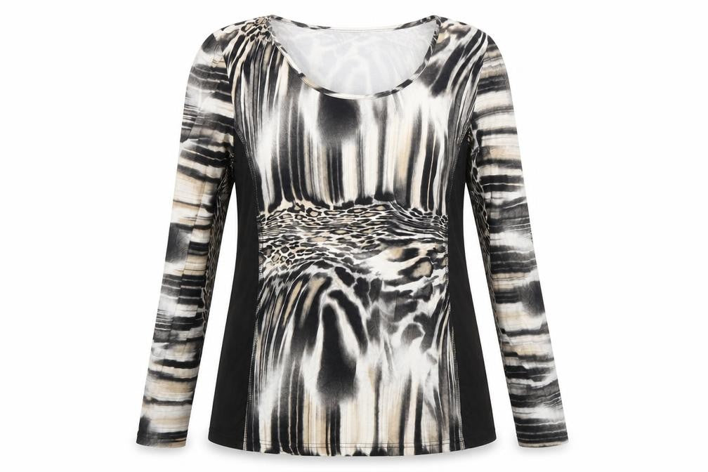 monari Womens Multicoloured Animal Print Trivinyl Tunic T-Shirt Size 20 Scoop Neck