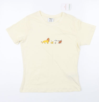 Preloved Disney Womens Ivory 100% Cotton Basic T-Shirt Size S Round Neck - Lion King - Front