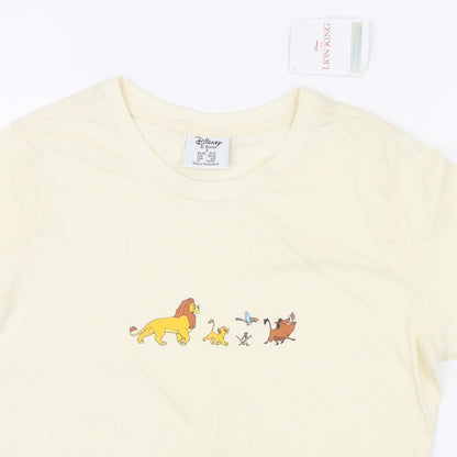 Preloved Disney Womens Ivory 100% Cotton Basic T-Shirt Size S Round Neck - Lion King - Detail