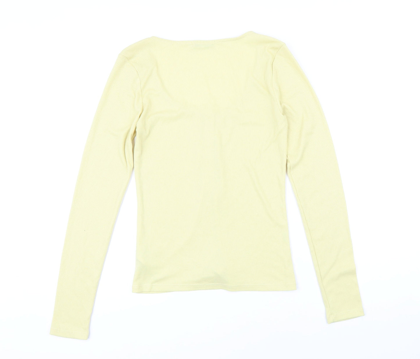 NA-KD Womens Yellow Polyester Basic T-Shirt Size S Scoop Neck