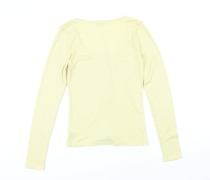 NA-KD Womens Yellow Polyester Basic T-Shirt Size S Scoop Neck