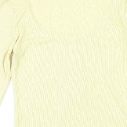 NA-KD Womens Yellow Polyester Basic T-Shirt Size S Scoop Neck