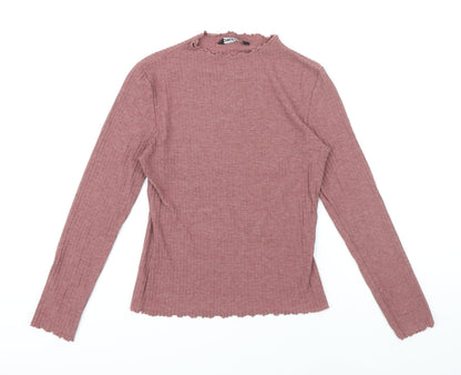 Additional front view of Only women’s pink round neck polyester jumper, size UK 10