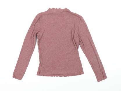 Back view of Only women’s pink round neck polyester jumper, size UK 10