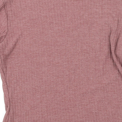 Brand and care label for Only women’s pink round neck polyester jumper, size UK 10