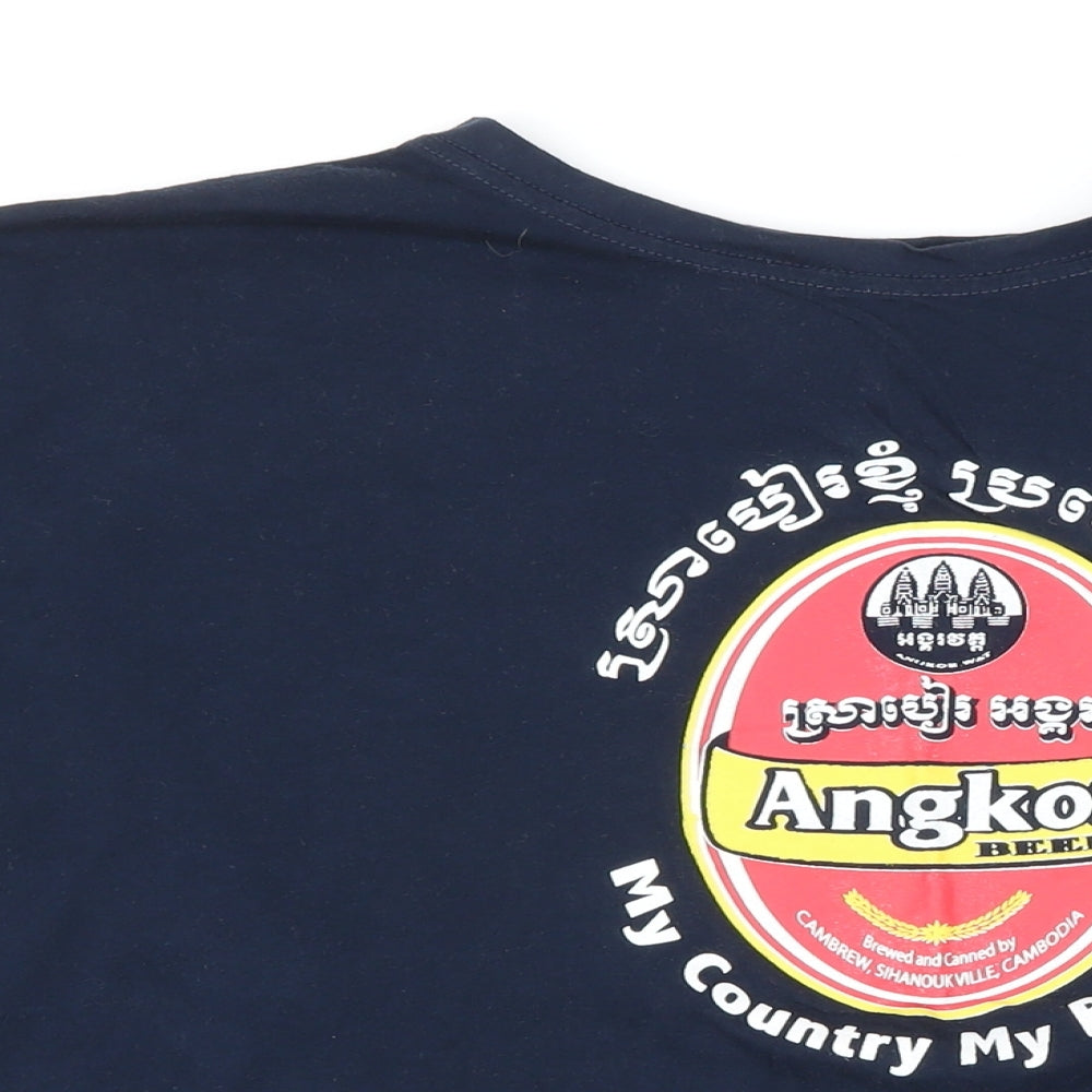 Angkor Mens Blue Cotton T-Shirt Size XL Round Neck - Cambodia