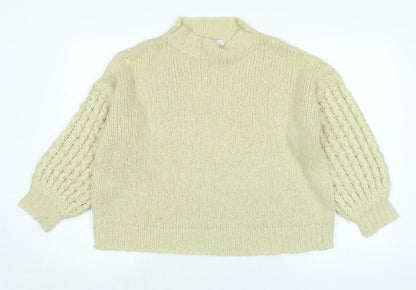 Forever 21 Womens Beige Mock Neck Acrylic Pullover Jumper Size M