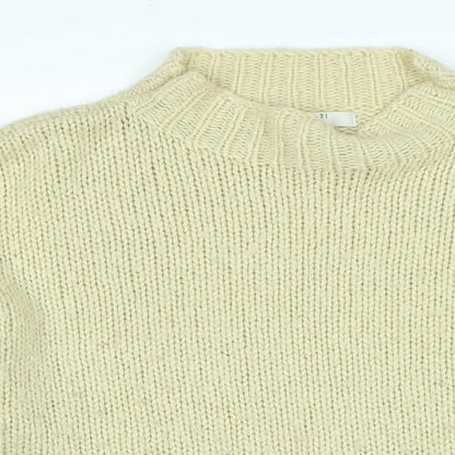 Forever 21 Womens Beige Mock Neck Acrylic Pullover Jumper Size M