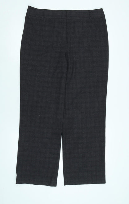 Country Casuals Womens Grey Cotton Trousers Size 14 L29 in Regular Zip