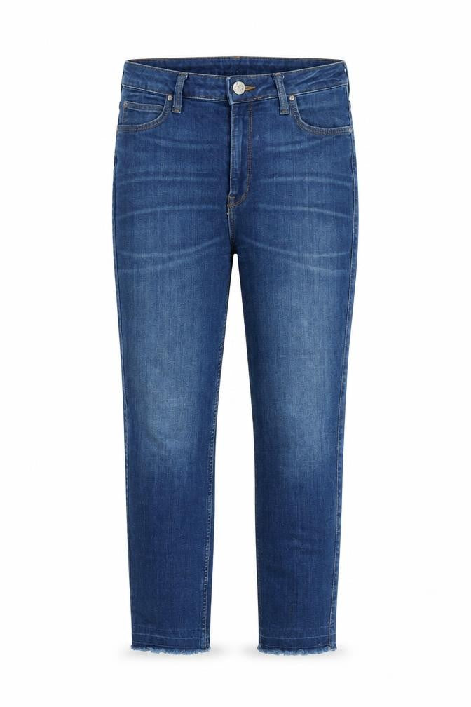 Lee Womens Blue Cotton Blend Tapered Jeans Size 28 in L25 in Regular Zip - Raw Hem