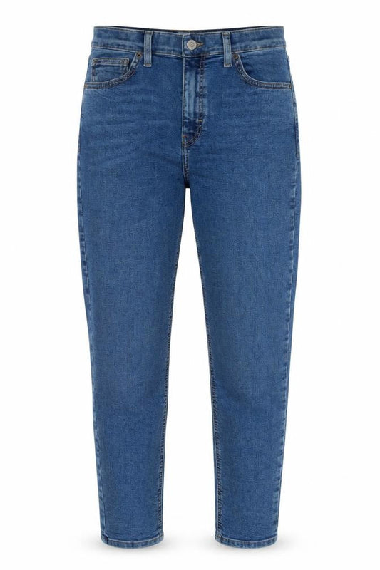 Topshop Womens Blue Cotton Blend Tapered Jeans Size 30 in L32 in Regular Zip