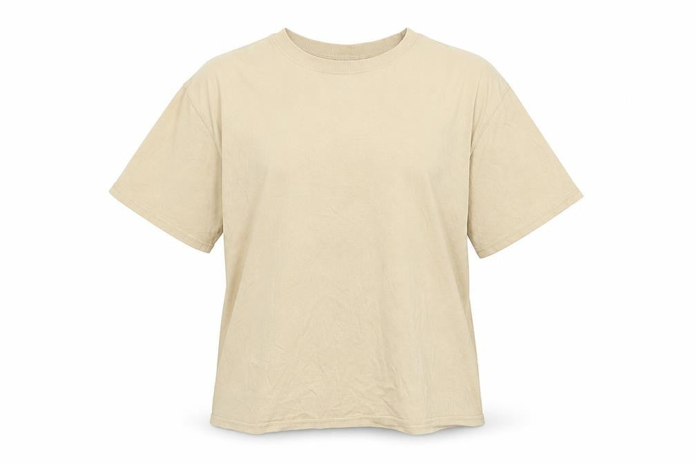 Divided Womens Beige Cotton Basic T-Shirt Size M Crew Neck