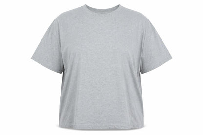 Front view of ASOS women’s grey cotton basic t-shirt, size XL, crew neck