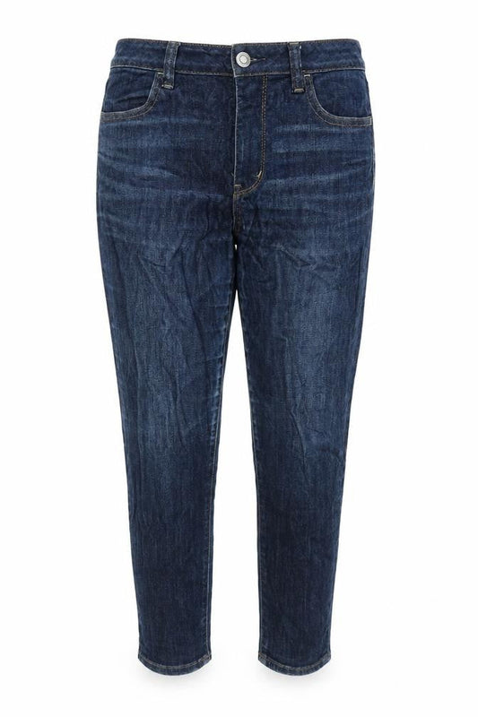 American Eagle Womens Blue Cotton Blend Tapered Jeans Size 12 L23 in Regular Zip
