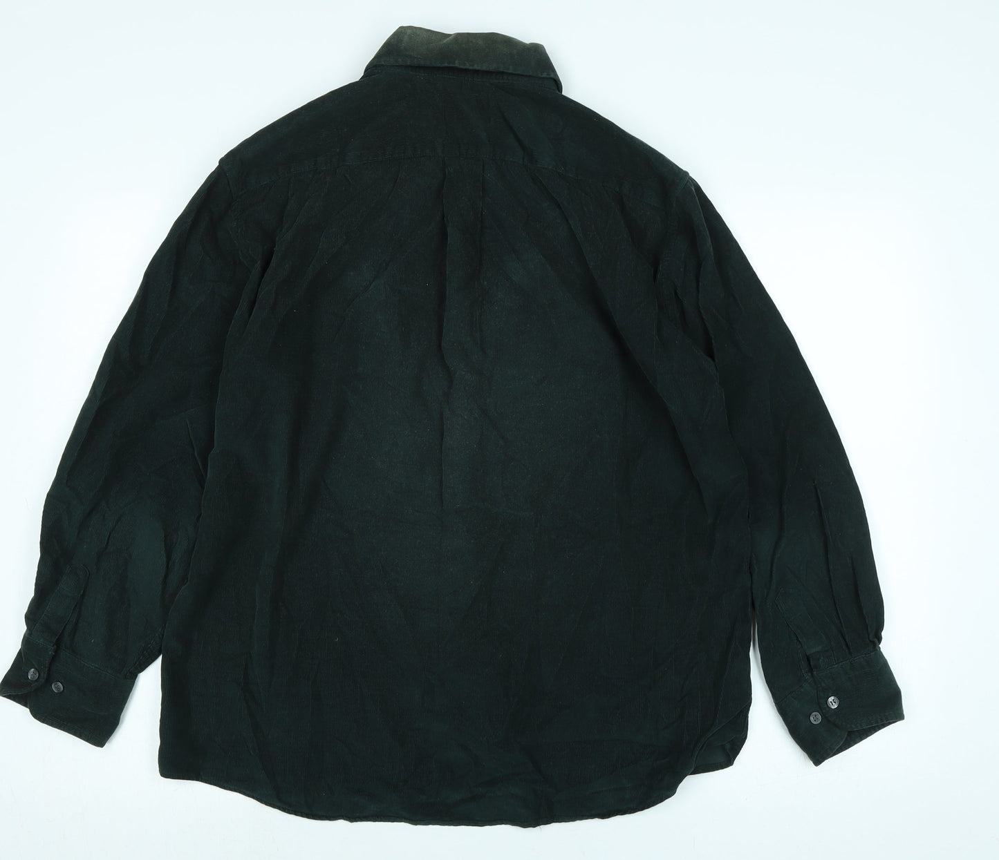 Blue Harbour Mens Green Cotton Button-Up Size M Collared Button