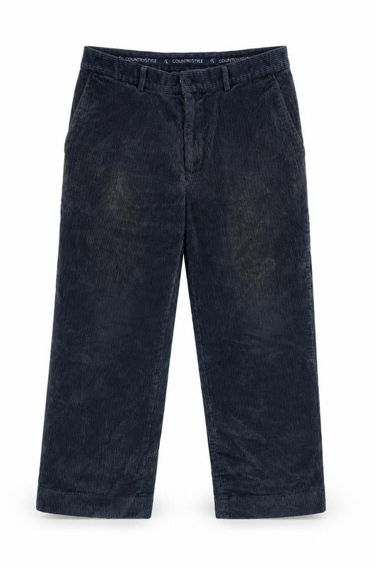 Country Style Mens Blue Cotton Trousers Size 34 in L26 in Regular Zip