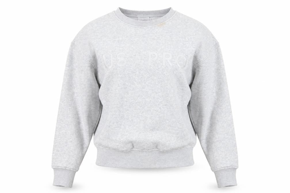 USA Pro Womens Grey Cotton Pullover Sweatshirt Size 8 Pullover - Logo