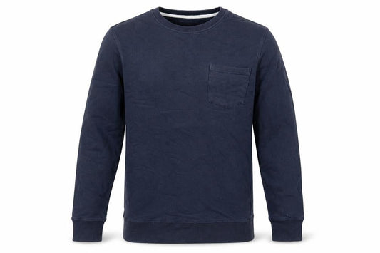 Fabric Mens Blue Cotton Pullover Sweatshirt Size S - Pocket Detail
