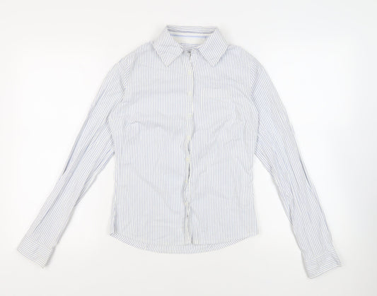 Urban Basics Womens White Striped Cotton Basic Button-Up Size 8 Collared