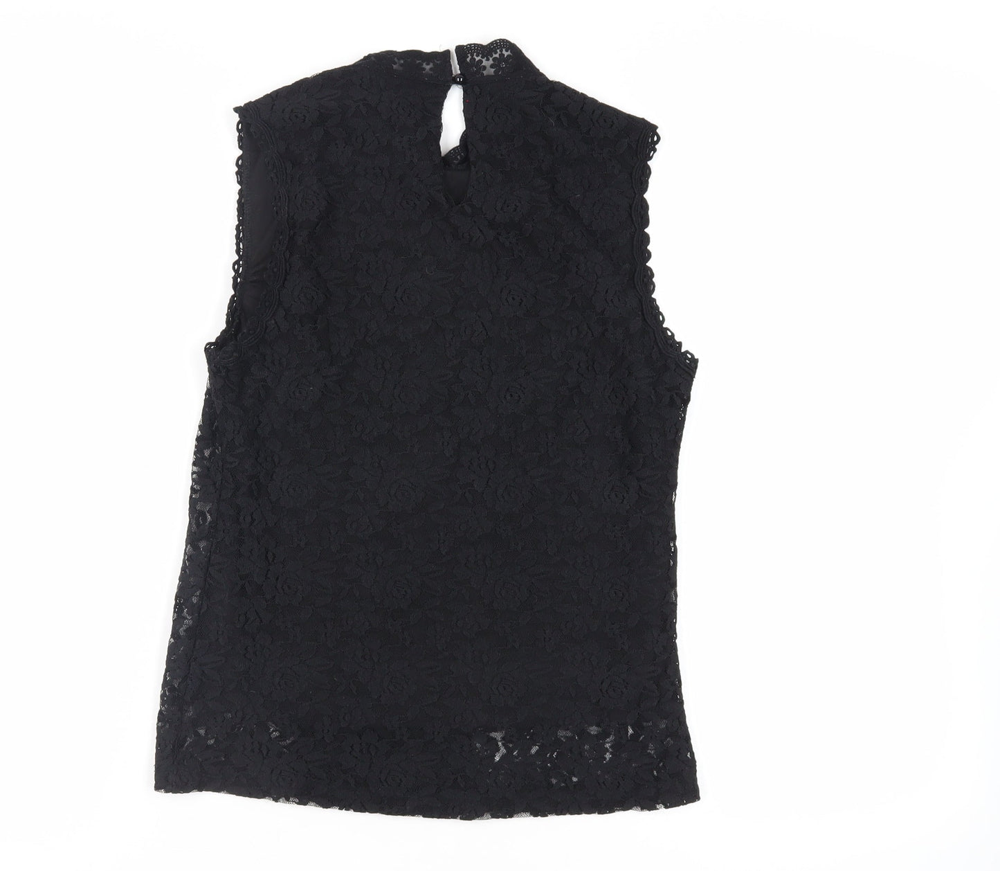 New Look Womens Black Polyamide Basic Blouse Size 10 Mock Neck