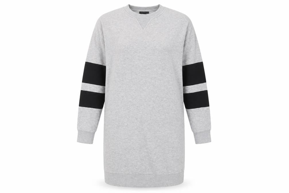 Topshop Womens Grey Cotton Jumper Dress Size 8 Crew Neck Pullover