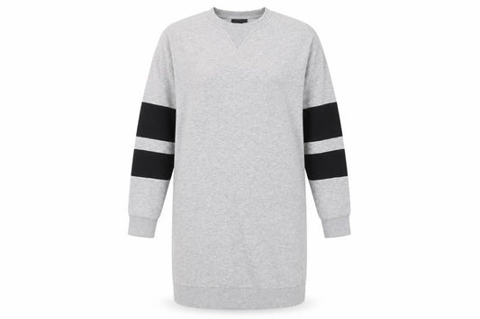 Topshop Womens Grey Cotton Jumper Dress Size 8 Crew Neck Pullover