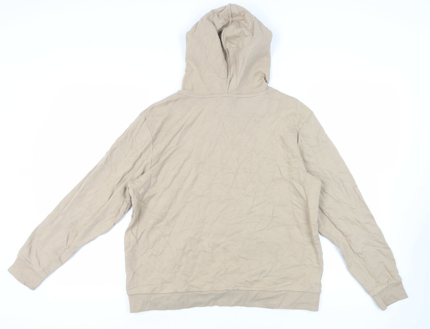 Marks and Spencer Mens Beige Cotton Pullover Hoodie Size M - Pockets