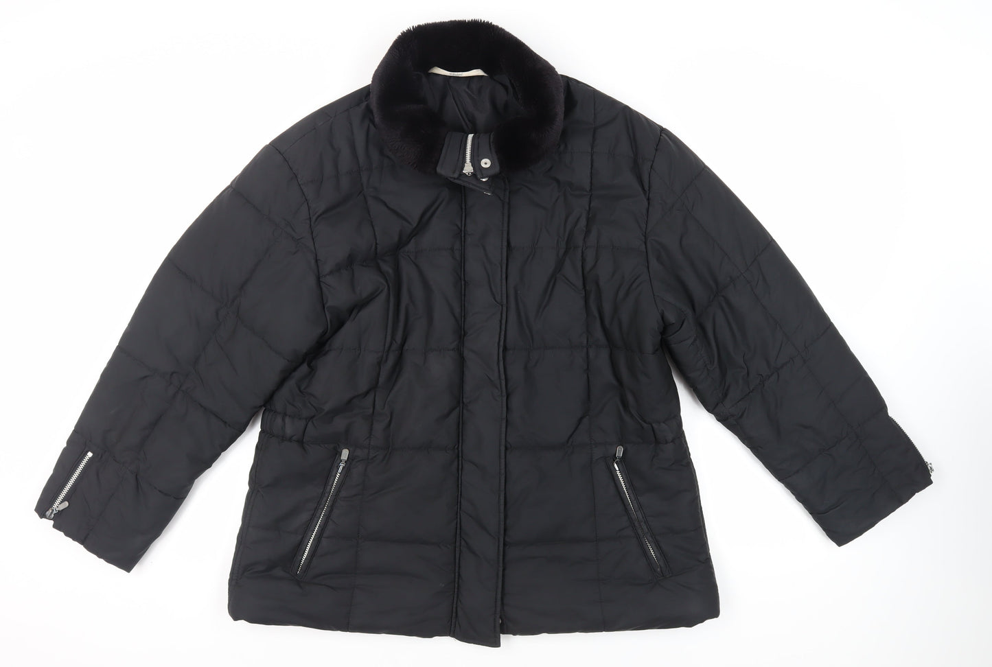 Marks and Spencer Womens Black Quilted Jacket Size 16 Zip - Zipped Pockets