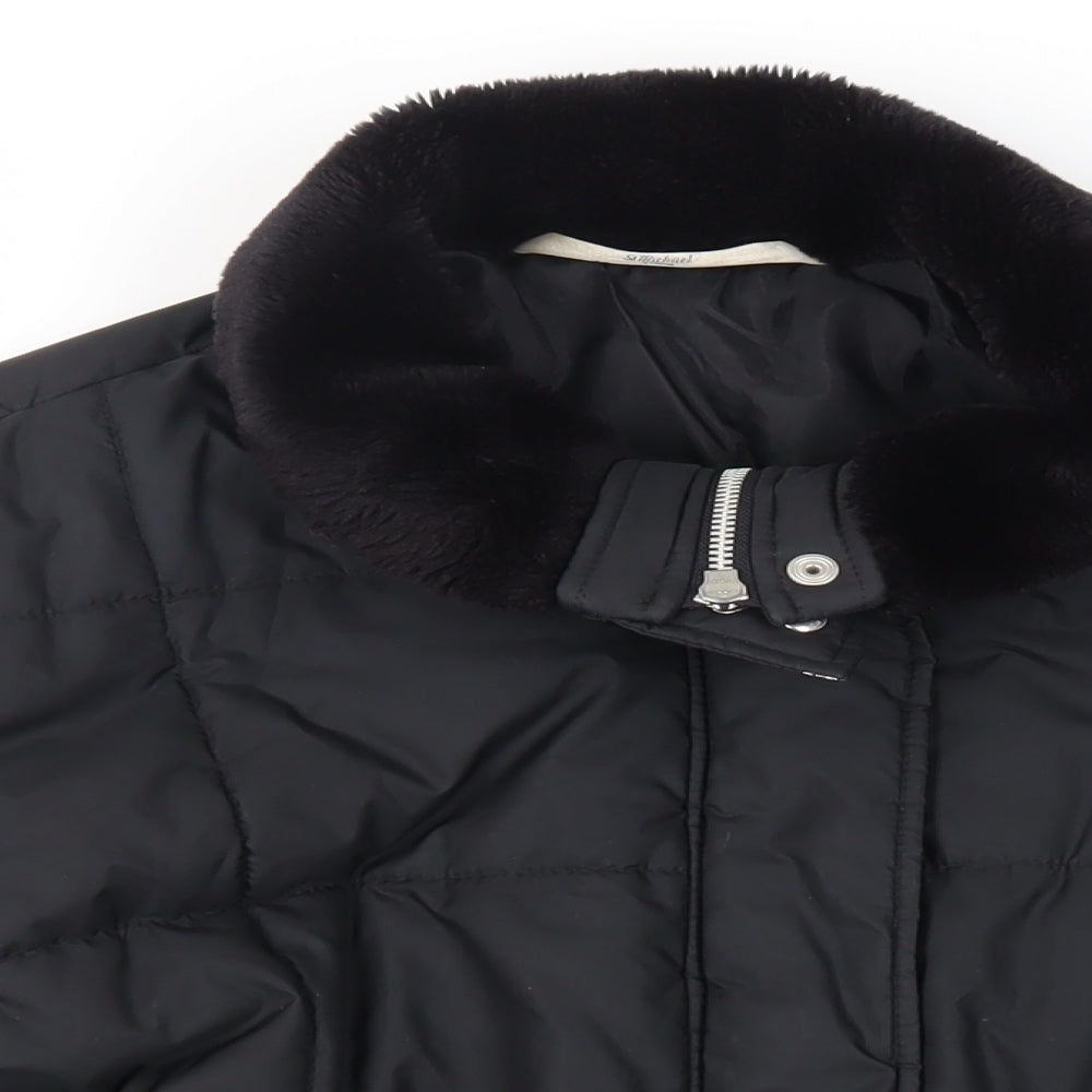 Marks and Spencer Womens Black Quilted Jacket Size 16 Zip - Zipped Pockets